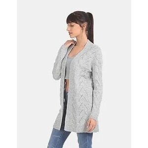 GAP Gray Pointelle Open Front Cardigan Super Soft Long Sleeve Knit Shrug / XL